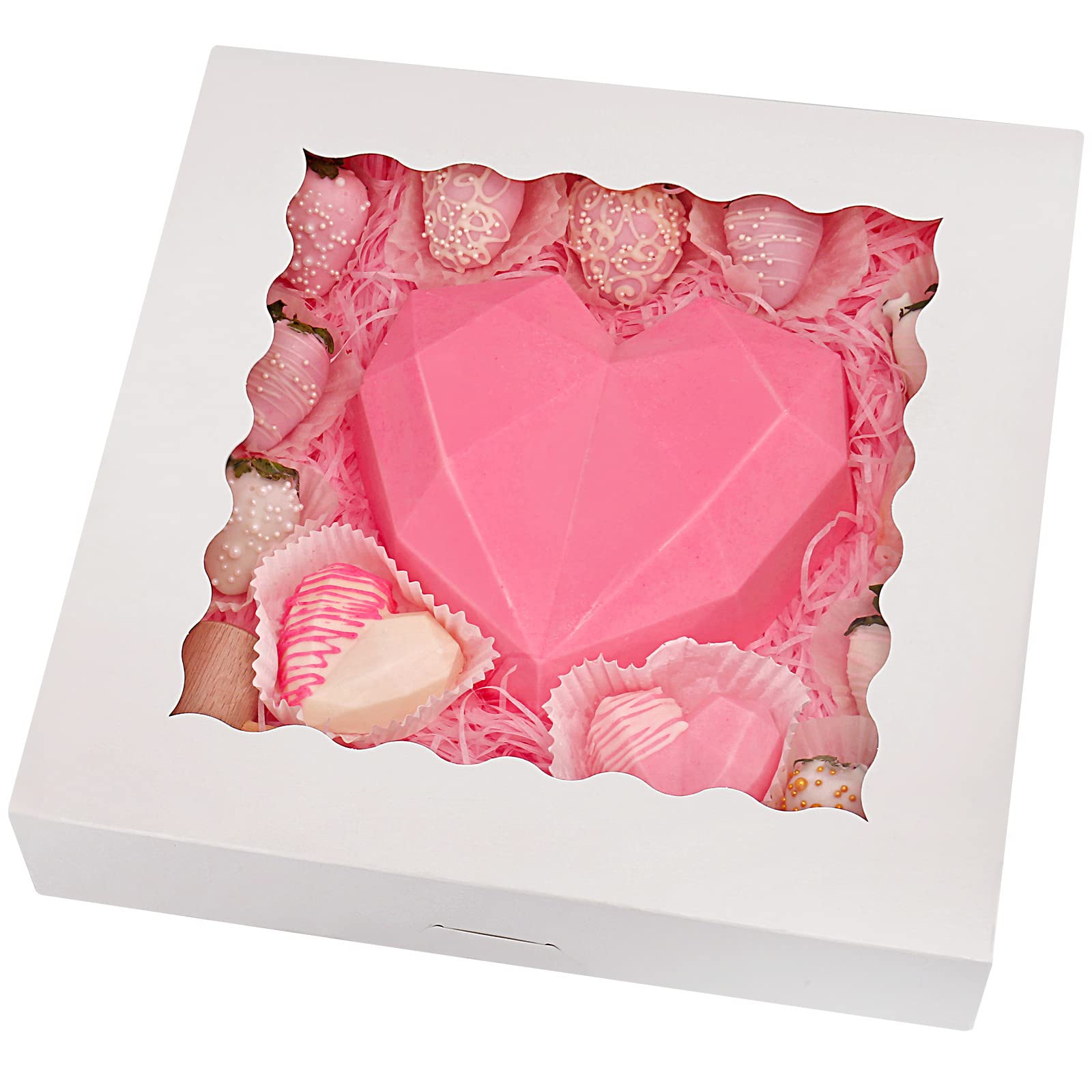 Photo 1 of Tcoivs 20-Pack Pie Boxes 12" x 12" x 2.5", Bakery Boxes with Window, White Cookie Boxes, Auto-Popup Treat Boxes for Pies, Muffins, Donuts and Pastries