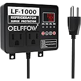OELFFOW Refrigerator Surge Protector, Time Delay and Real-time Display, Voltage Protector, 2 Outlet Surge Protector for Home Appliances, with Mounting Screws, Black