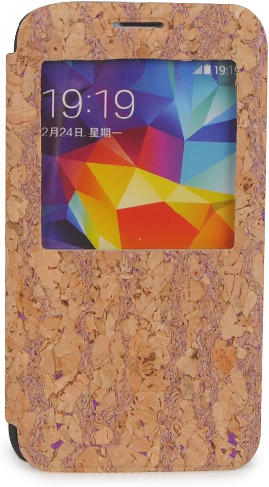 Venstone Eco-friendly Nature Cork Flip Case for Samsung Galaxy S5, Samsung S5 Case,wooden S5 Case,smart Case,nature wood case,nature Cork case for Samsung Galaxy S5-6 Styles Choices (Purple Cork)