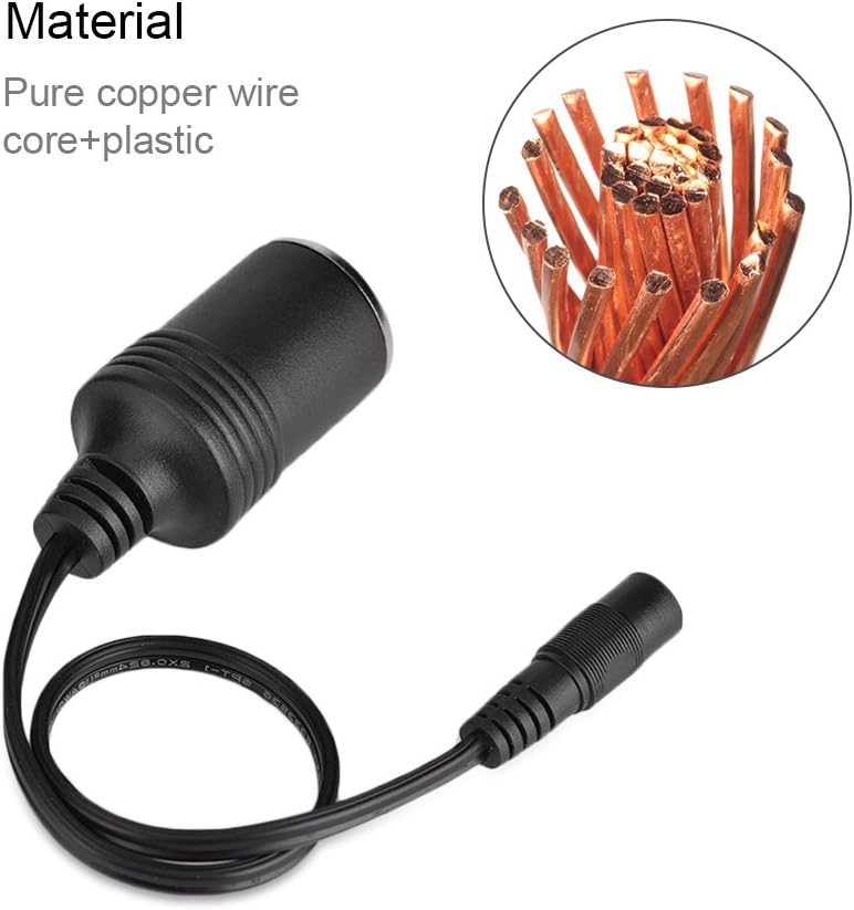 Bewinner 12V DC 5.5 x 2.1mm Female Cigarette Lighter Socket Power Supply Cable Adapter for Car Air Pump Refrigerator, Black - Image 4