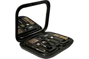 AMZPILOT Multifunctional Compact Cable Card, Portable Storage Box with Micro USB A Type C Light USB Adapter Kit, PD 60W Charging and Data Transfer 1FT Cable Kit, Sim Card Tray Eject Tool and Slots - Black