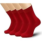 Mens Viscose Bamboo Crew Socks Breathable Classic Vibrant Colorful Fashion Cool Socks 4 Pairs