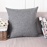HOME BRILLIANT Soft Solid Linen Euro Sham Throw Pillow Cover for Couch, 20