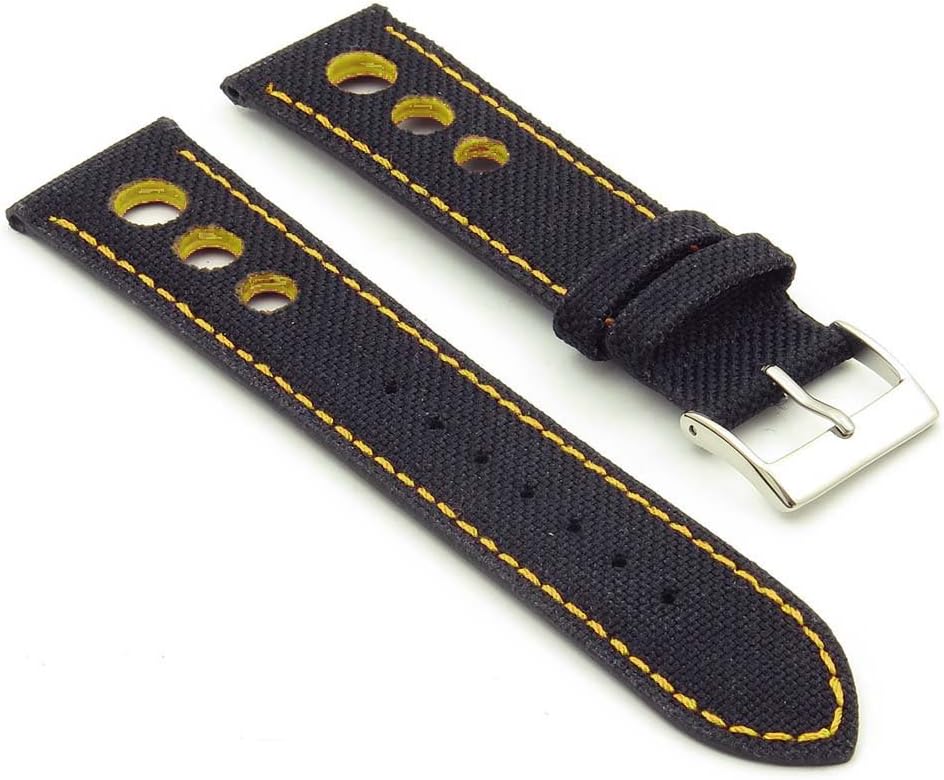 DASSARI Turbo Nylon Rally Strap in Black & Yellow 26mm