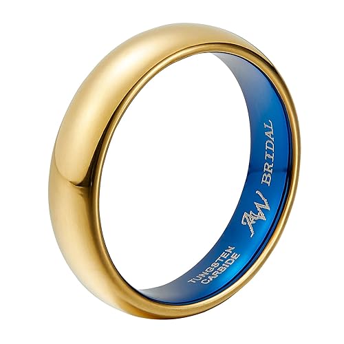 AW BRIDAL 5mm Mens Ring Gold Wedding Rings for Men Tungsten Ring