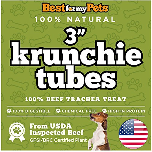 Beef Trachea for Dogs Made in USA 3-Inch - Rich in Glucosamine and Chondroitin (4-Pack)