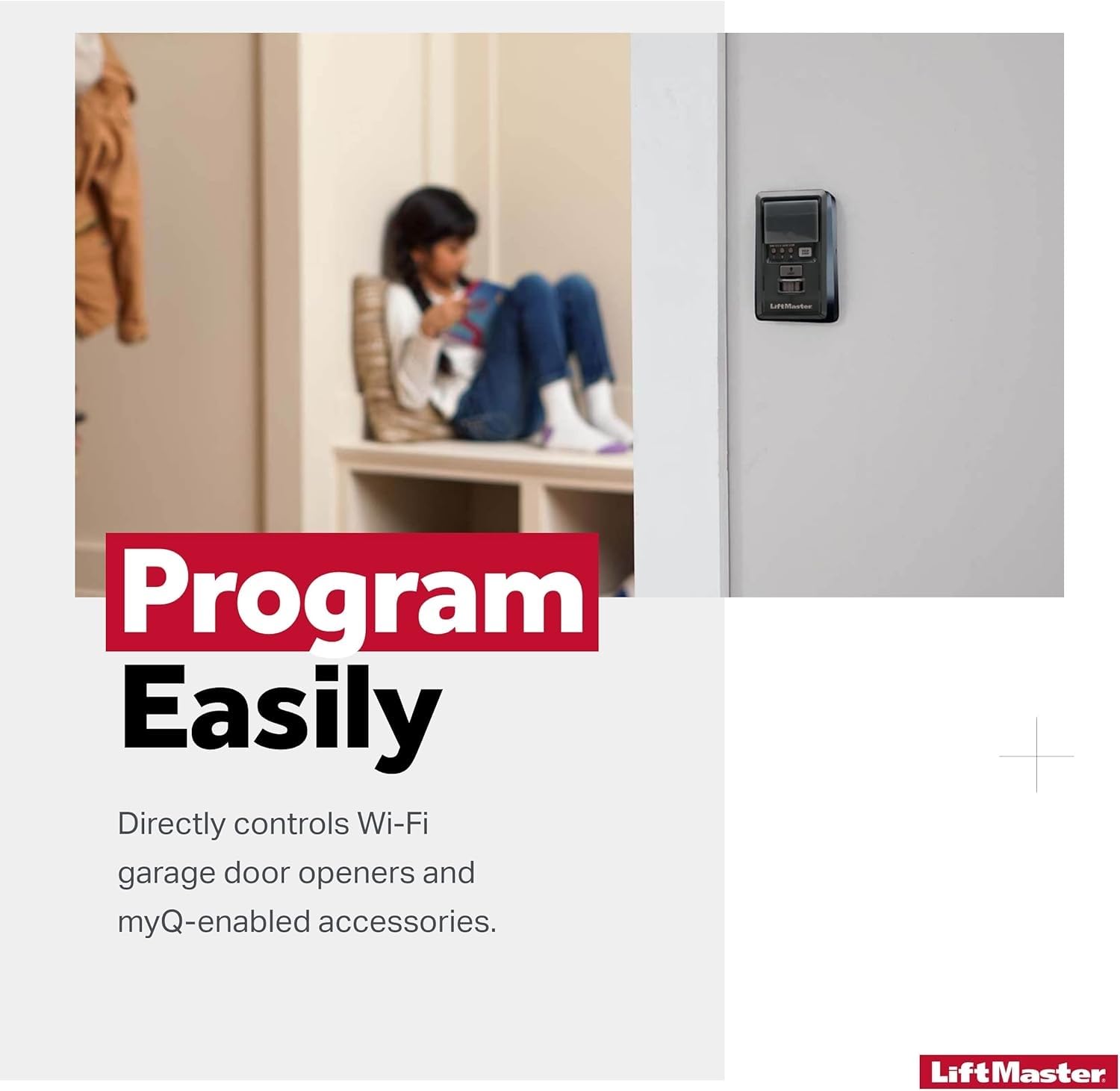 LiftMaster Garage Door Openers 881LMW Motion Detecting Control Panel W/TTC - Compatible Only with LiftMaster Security+2.0 Garage Door Openers - Wired Connection for Power Source - View 3