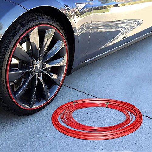 Upgrade Your Auto Wheel Bands Red Insert in Red Track Pinstripe Rim Edge Trim (Best Alloy Rim Protectors)