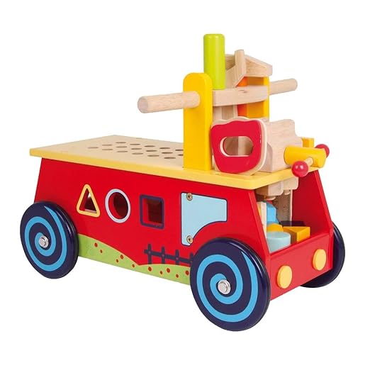 small foot 1595 Motorikwagen „Werkbank“ aus Holz, mit allerlei Zubehör, Spielspaß und motorisches Lernen, ab 2 Jahre