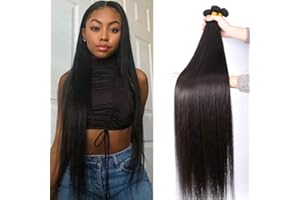HETNEAR Human Hair Bundles Straight Bundles Human Hair 3 Bundles 100% Unprocessed Brazilia Virgin Hair Straight Bundles Double Weft Weave Human Hair Bundles Human Hair Deals Natural Black(22 22 22 Inch)