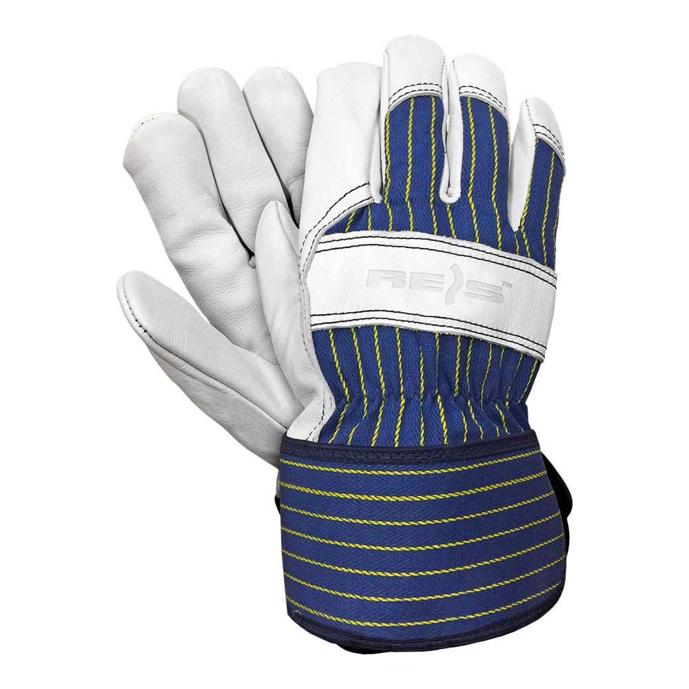 Reis Straper10 Protective Gloves, Blue-Yellow-White, 10 Size, Pack of 12