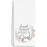 RZQIJ Friendship Bestie Towels Dish Towels Dishcloth, Christmas Birthday Gifts for Women Best Friend, Rustic Decor for Kitchen Bathroom Home, 16 x 24 Farmhouse Decoration Hand Towels. (094)