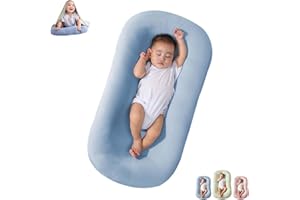 Saanerueen Baby Lounge Pillow Nest Sleeping for Baby in Bed, Baby Lounger for Newborn 0-24 Months, Infant Lounger for Boys & Girls (Blue 6-18month)