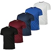 5 Pack Men’s Short Sleeve Active Athletic Running T Shirts for Men Gym Workout Moisture Wicking