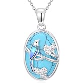 PEIMKO 925 Sterling Silver Oval Turquoise Exquisite Pendant Necklace Boho Style Jewelry Gifts for Women Mother