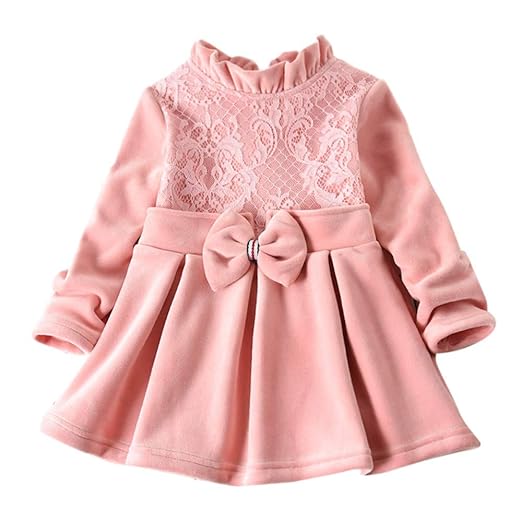 Kobay Babykleid Festlich Kleinkind Baby Kinder Mädchen Feste Dicke Spitze Bogen Geraffte Prinzessin Kleid(