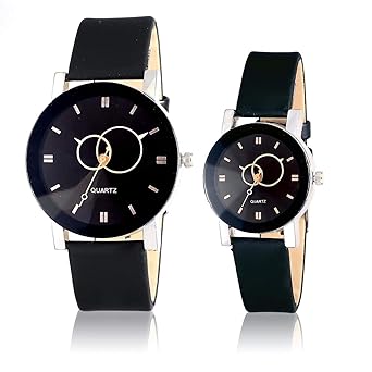 Analogue Round Black Dial Mens & Womens Couple Watch -(WCP183)