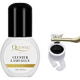 QUEWEL Lash Clusters Glue 6ml Cluster Lash Glue Black Eyelash Clusters Glue | for DIY Lash Extensions Long-Lasting Eyelash Glue for Cluster Lashes Waterproof&amp;No Irritation(Black, 6ml)