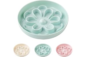 HCHLQLZ Slow Feeder Cat Food Bowl - Melamine Slow Eating Bowl for Dry & Wet Food - Cute Blossom Maze Cat Dish - Healthy Feeding, Fun Interactive Plate - Whisker Friendly, Dishwasher Safe - 6.3''W x 1.1''H