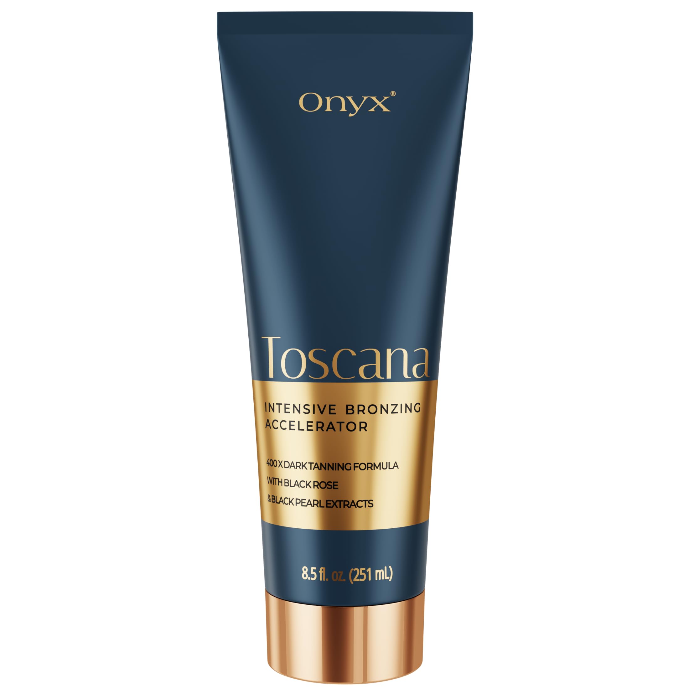 Onyx Toscana - Sunbed Tanning Accelerator Cream with Double Bronzing Effect for Faster Dark Even Tan - Indoor and Outdoor Use | Smooth, Even Finish Formula | 251 ml