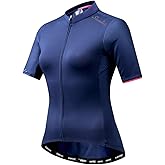 Santic Women's Cycling Jersey Short Sleeve Biking Shirt Full Zip Tops with 3 Pockets Breathable Quick Dry