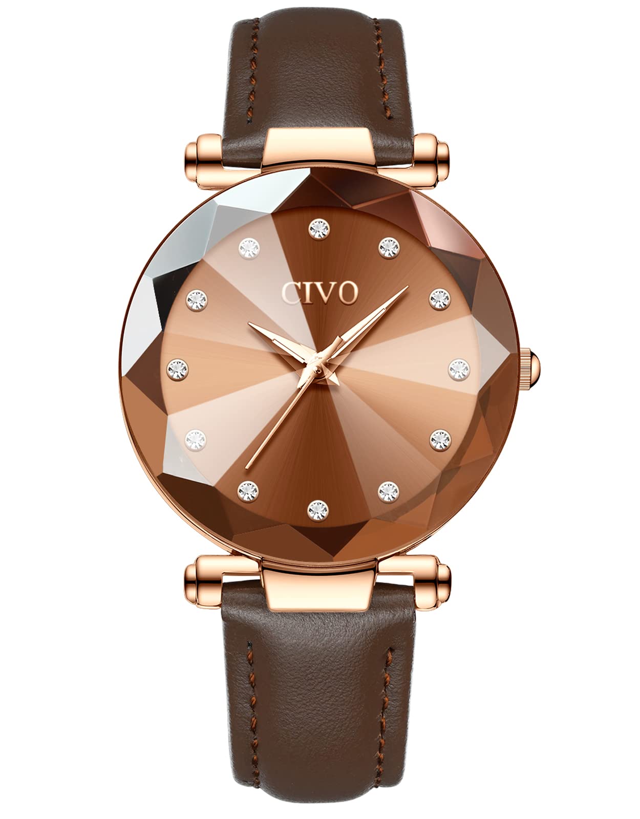 CIVO Women Watch Ladies Leather Strap Waterproof Watches for Woman Girls Teenager Fashion Elegant Business Dress Analogue Quartz Wrist Watch Brown