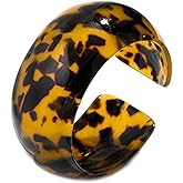 COLORFUL BLING Acrylic Tortoise Shell Wide Open Cuff Bangle Adjustable Acetate Mottled Leopard Print Statement Bracelet Jewelry for Women Female