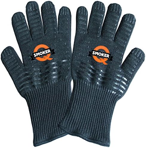 QSmoker BBQ Grilling Gloves - BBQ Gloves Women - Men Extreme Heat Resistant Grill Barbecue Gloves (1 Premium Pair)