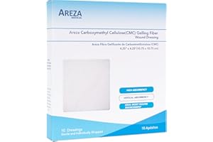 AREZA MEDICAL Areza CMC Gelling Fiber Wound Dressing 4.25” x 4.25” (10.75 x 10.75 cm) 10 PCS per Box (1 Box)