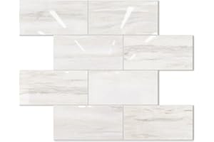 STICKGOO Subway Tile Peel and Stick Backsplash, Glossy Light Brown PVC Self Adhesive Tile Backsplash, Stick on Tile for Kitchen and Bathroom(10 Sheets)