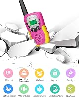 Retevis RA618 Kids Walkie Talkies Pink 8 Channels VOX LED Flashlight 1 Pair view 2