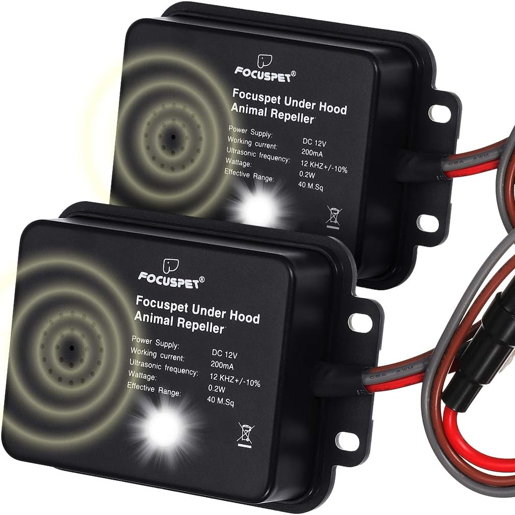 Focuspet Marten Repeller For Car, Rat Repeller Ultrasonic Pest Control LED Flashing Light