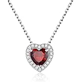 FindChic Dainty Heart Birthstone Necklace for Women Mom Girls Platinum Plated CZ Pendant Sparkly Birthday Anniversary Valentine's Gifts for Her Mom, with Gift Box