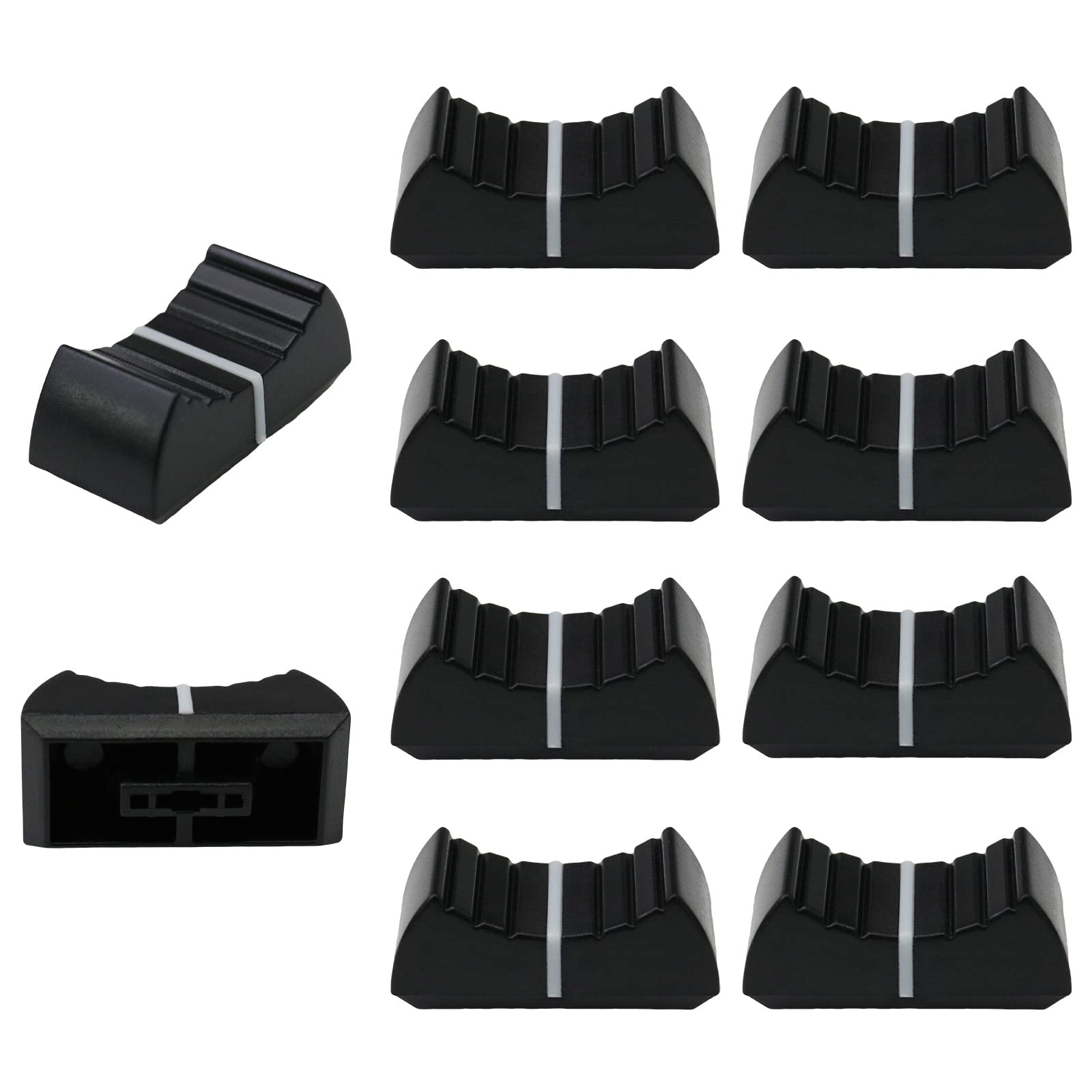 4mm Hole Colour Body Linear Slider/Fader Caps Pack of 10 (Black/White)