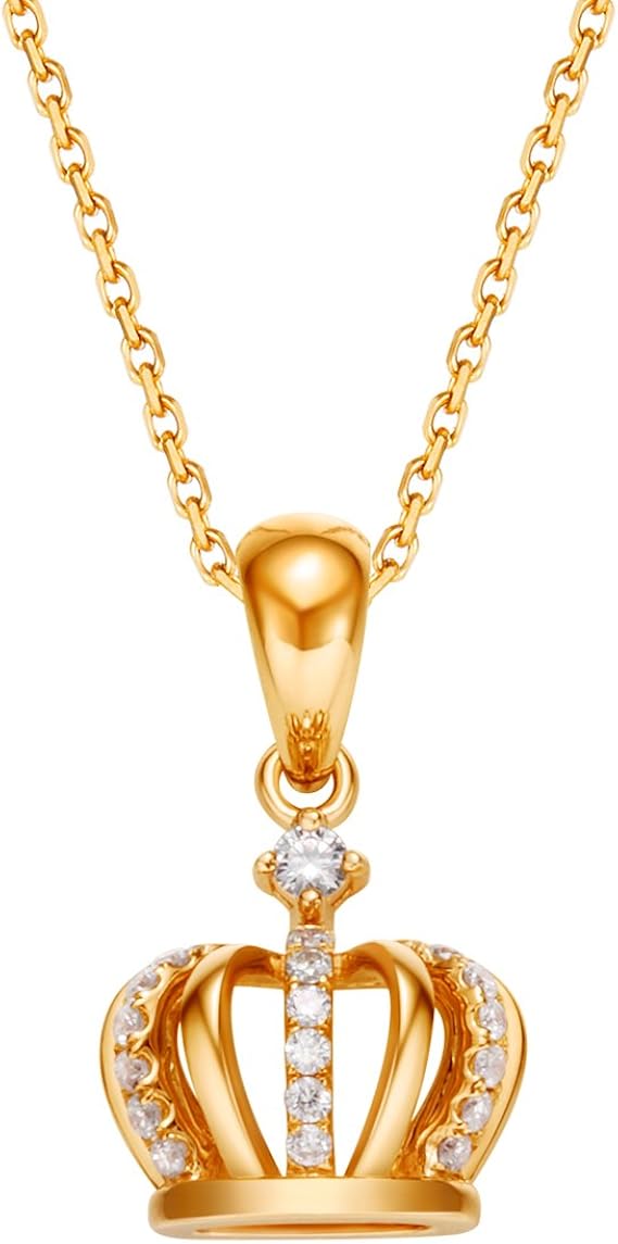 Carleen Solid 14K Rose Gold Crown Diamond Pendant Necklaces 1826