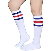 Pareberry Triple Stripes Soft Cotton Knee High Tube Socks for Men and Women
