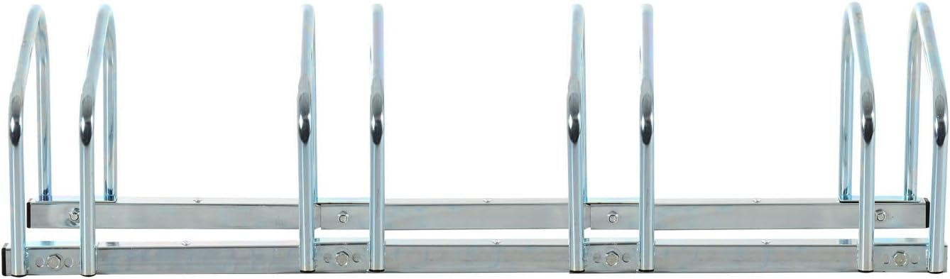 HOMCOM Bike Stand Parking Rack Floor or Wall Mount Bicycle Cycle Storage Locking Stand (4 Racks, Silver) - Image 5