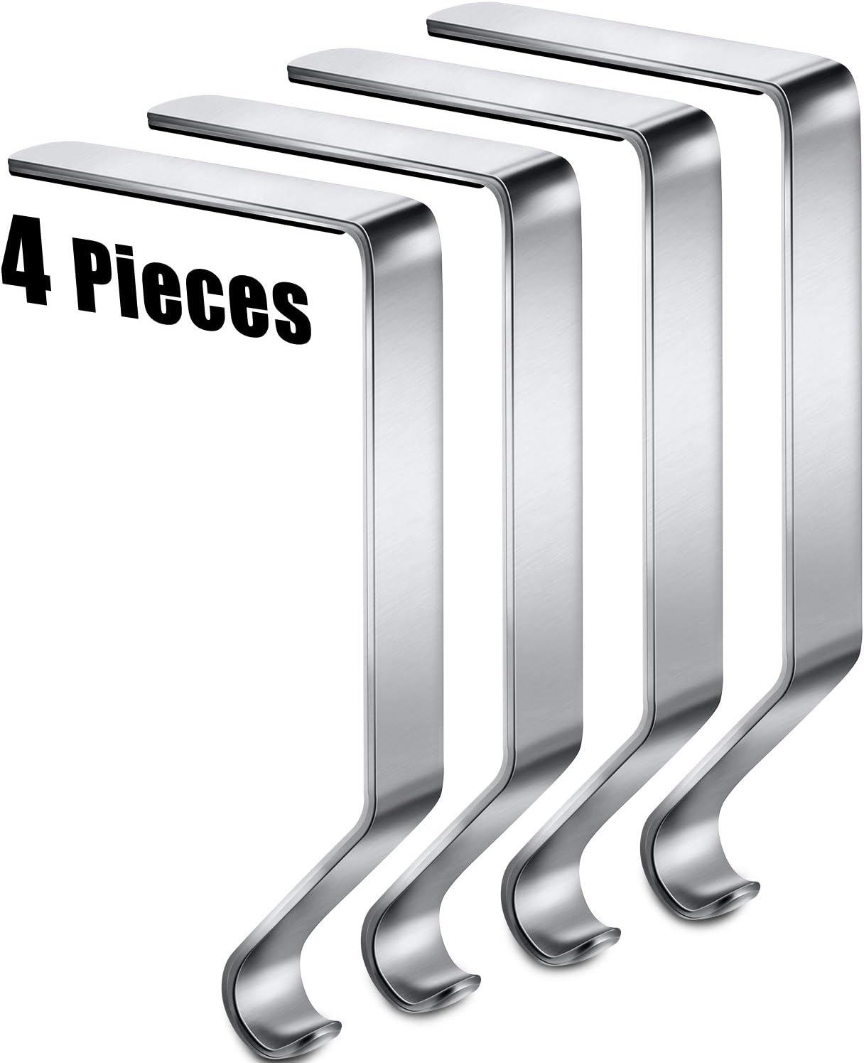 Ornament Hooks - Christmas Stocking Holder Metal Stocking Hangers Christmas Ornament Hooks for Mantle Staircase Christmas Stockings (Silver, 4)