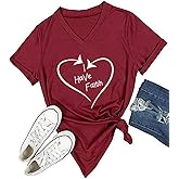 DANVOUY Women I Have Faith V-Neck Graphic T-Shirt Casual Tops Tees