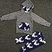 FEITONG 2Pcs Toddler Kids Baby Boy's Long Sleeve Hooded Tops Jacket +Pants (12 Months, Gray)