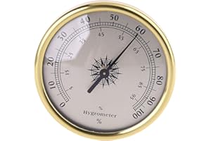 HELYZQ 72mm Round Gold Hygrometer Humidity Meter Gauge Ring - No Battery Needed
