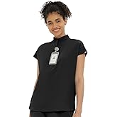 Kitmaz Women's Scrub Top - Oversized Mandarin Collar, 2 Side Pockets, Ultra-Soft & 4-Way Stretch