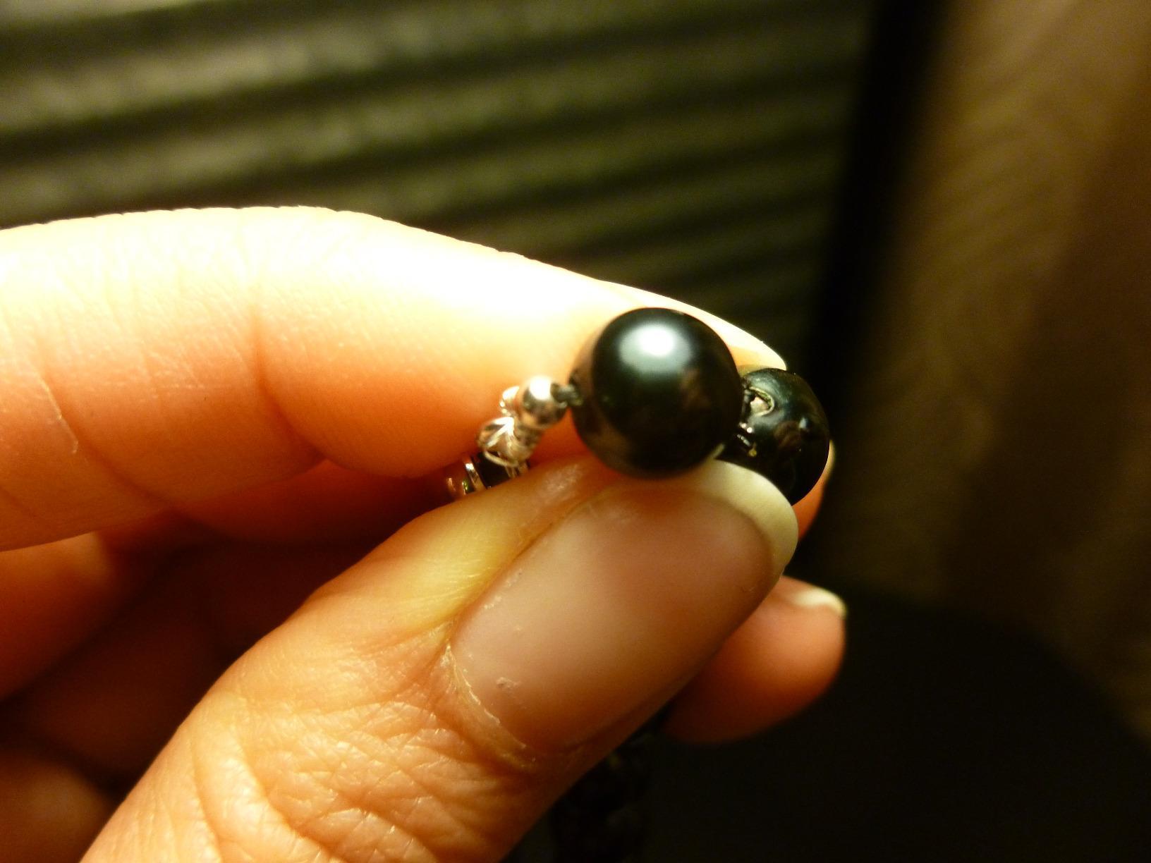 Customer review image for 14K White Gold Triple Strand Black Saltwater Akoya Cultured Pearl Necklace AAA Quality (5.0-5.5mm), 17"