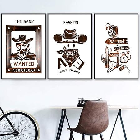 Arte de la pared Niño de dibujos animados Vaquero occidental Cartel