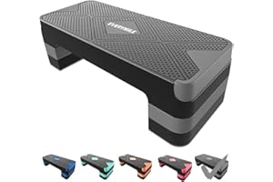 EVERYMILE Aerobic Exercise Step, Adjustable Aerobic Stepper for Exercise, Workout Step Platform, Step Up Box, 26.5" Step Deck with 4” 6” 8” Adjustable Height Risers, Women Home Gym Fitness