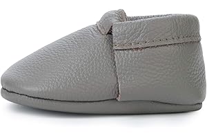 BirdRock Baby Fringeless Moccasins - Genuine Leather Boys and Girls Shoes for Newborns, Infants, Babies, Toddlers