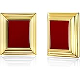 18K Gold Plated Burgundy Maroon Black Large Chunky Thin Ribbed Chamfered Square Geometric Dangle Stud Statement Earrings for Women by SNGIA , Big Tropical Button Bohemian Handmade Trendy Baroque Enamel Vacation Summer Chandelier Drop Jewelry Gifts, Rectangle Huggies Fashion Button Accessories, Vintage Hawaiian Floral Square Nickle Free Huggie Earring.