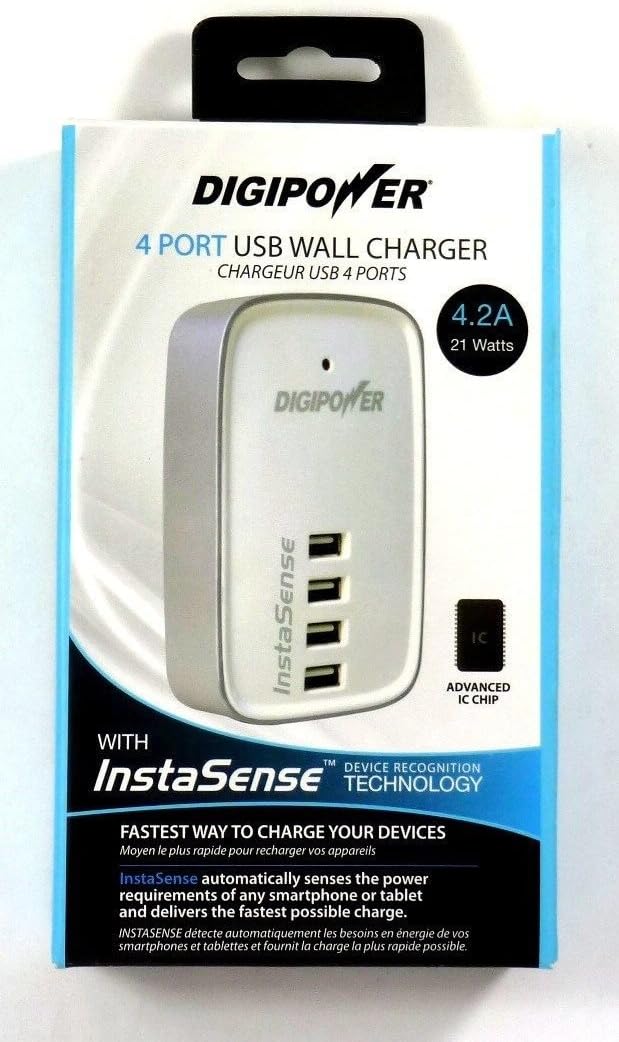 DIGIPOWER ACD-400I 4.2-Amp 4-Port USB Travel Wall Charger with InstaSense