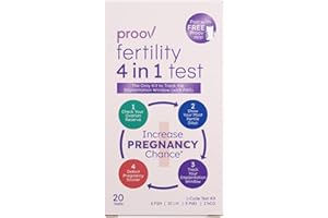 Proov - 4-in-1 Fertility Test for Women - Ovulation & Pregnancy Test Strips - Monitors FSH, LH, PdG & hCG - Promote Chance of Pregnancy - Fertility Hormone Tracking - 1 Cycle Test Kit - 20 Tests