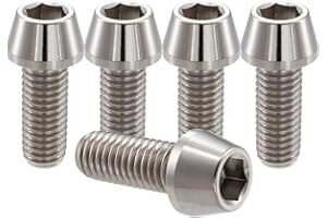 RISON Titanium Bolts Ti Bolt M6x1.0x20mm Hex Tapered Socket Head 5Pcs Original Titanium Hex Tapered Head Bolt Screw for Bike 